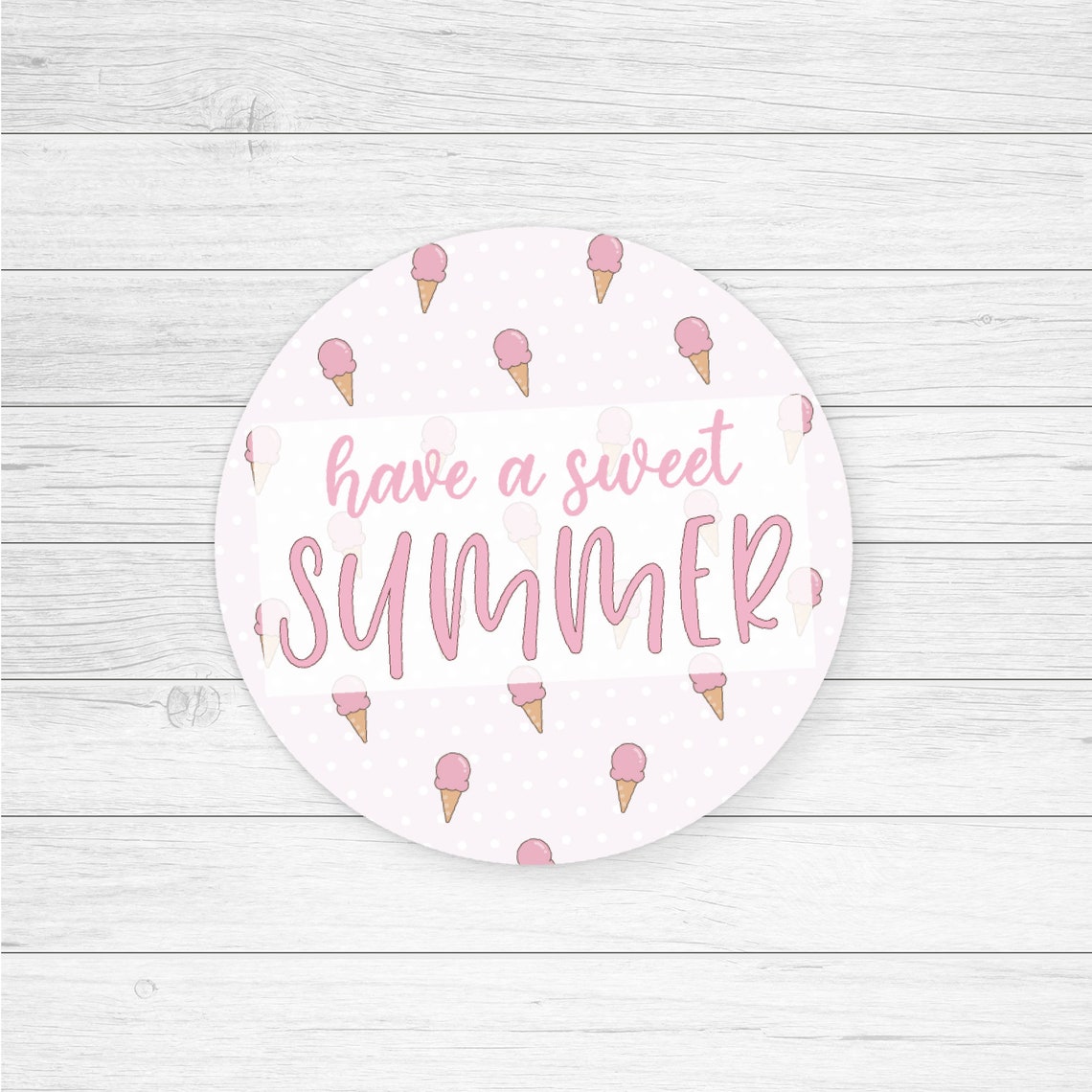 Sweet Summer Cookie Tag Round 2 Gift Tag Cute Ice Cream Pink Pastel Tag Sticker Cupcake Topper