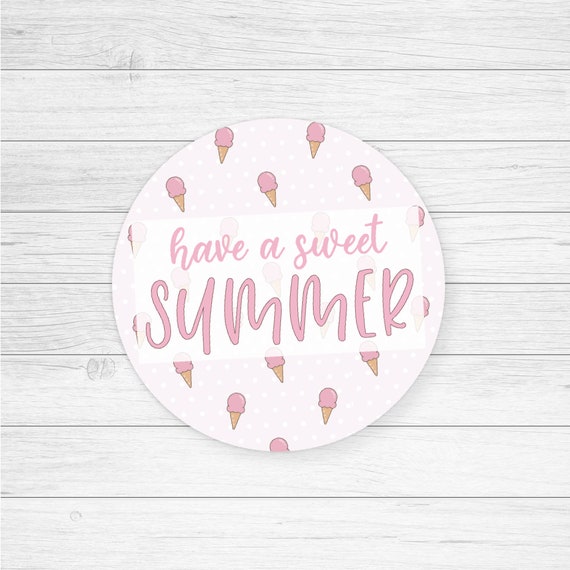 Sweet Summer Cookie Tag Round 2 Gift Tag Cute Ice Cream Pink Pastel Tag Sticker Cupcake Topper