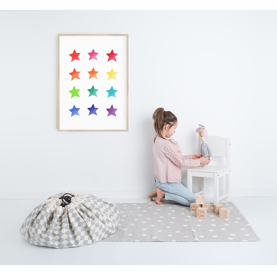 Rainbow Stars Print, Bright Playroom Poster - Image 3