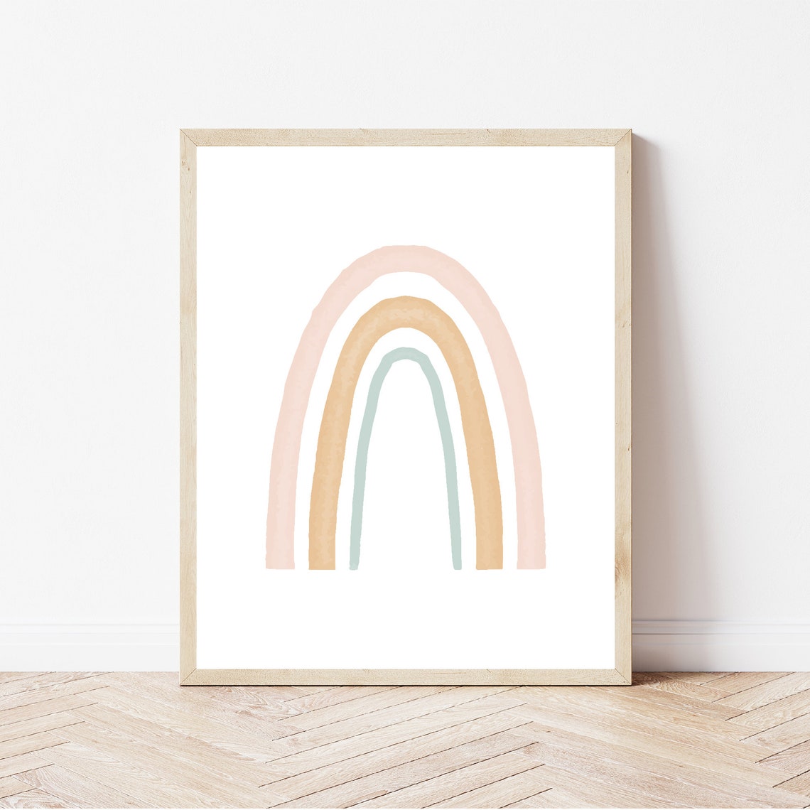 Blush Terracotta Sage Watercolor Rainbow Boho Nursery Wall Poster