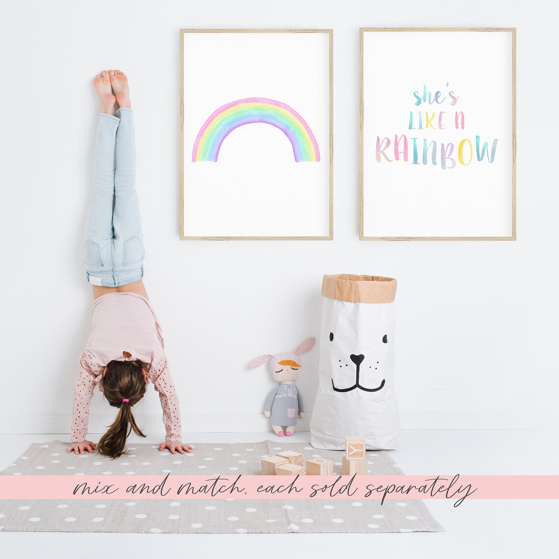 She's Like A Rainbow Inspirational Kids Room Art Print - Image 3