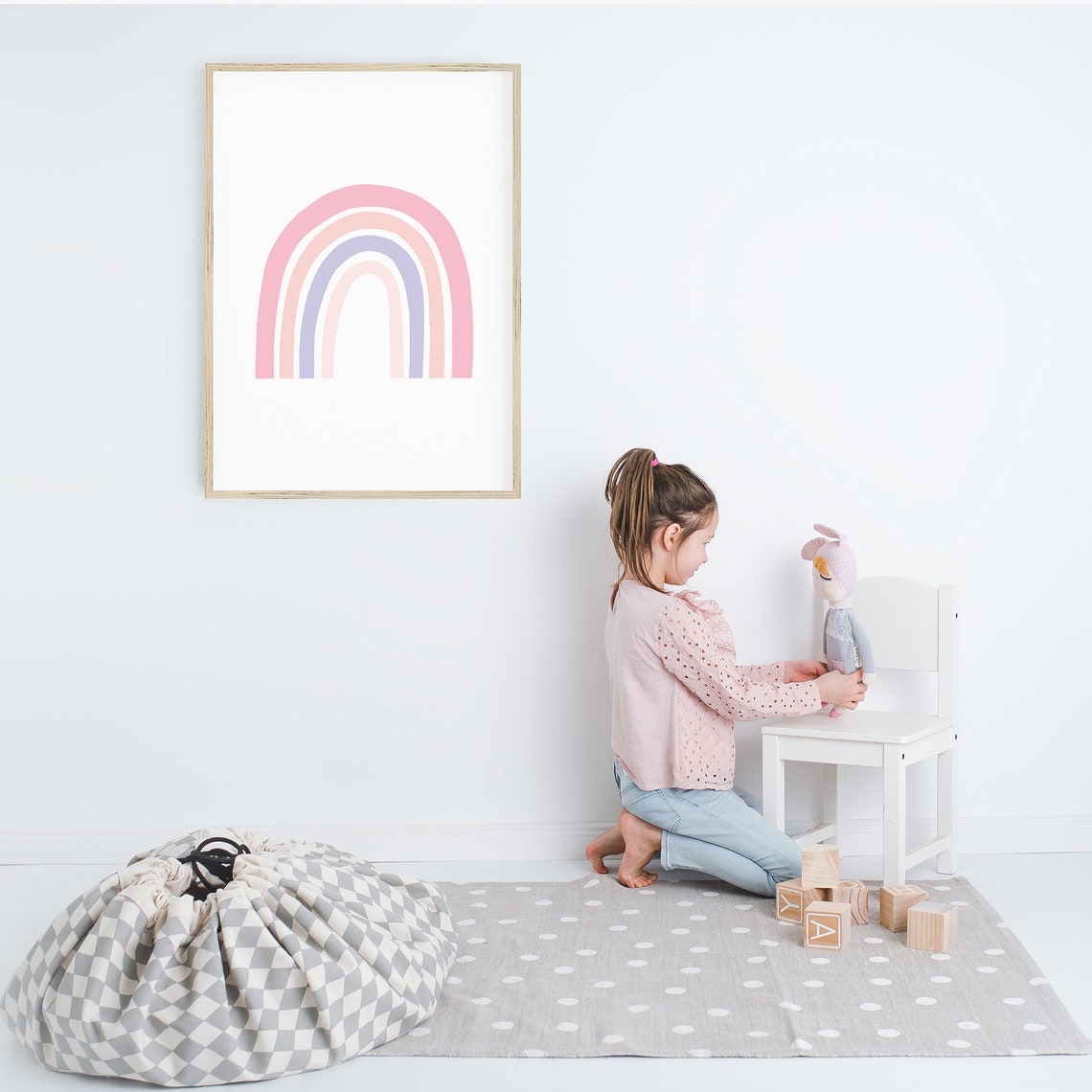 Pastel Rainbow Pink Peach Purple Arches Soft Girls Nursery Wall Art - Image 3