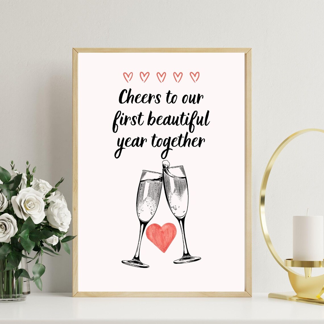 Cheers To Our First Beautiful Year Together Art Print - Image 3
