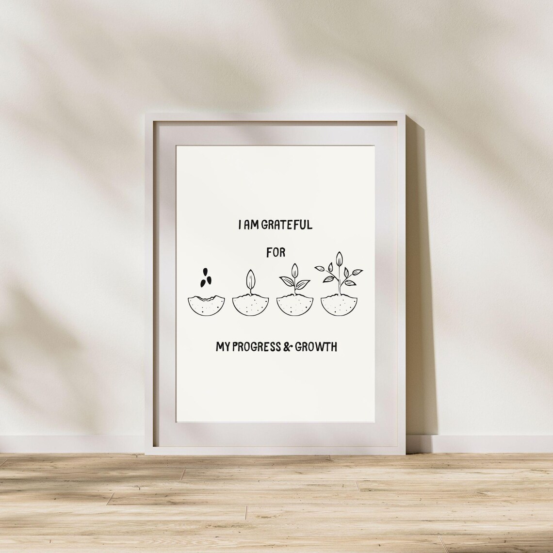 I Am Grateful For My Progress And Growth Seedling Stages Motivational Wall Art Poster - Image 3