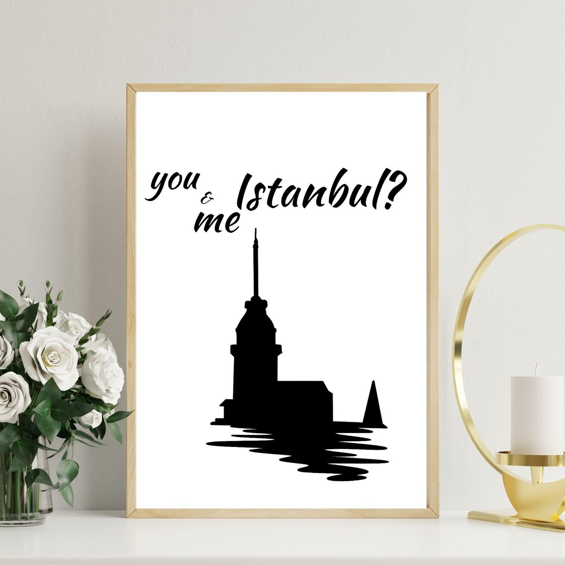 You And Me Istanbul Romantic Minimalist Art Print