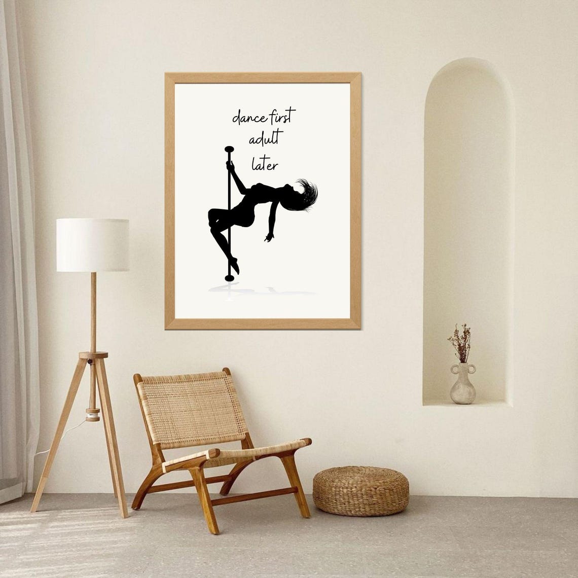 Dance First Adult Later Pole Dancer Silhouette Funny Quote Wall Poster - Image 7
