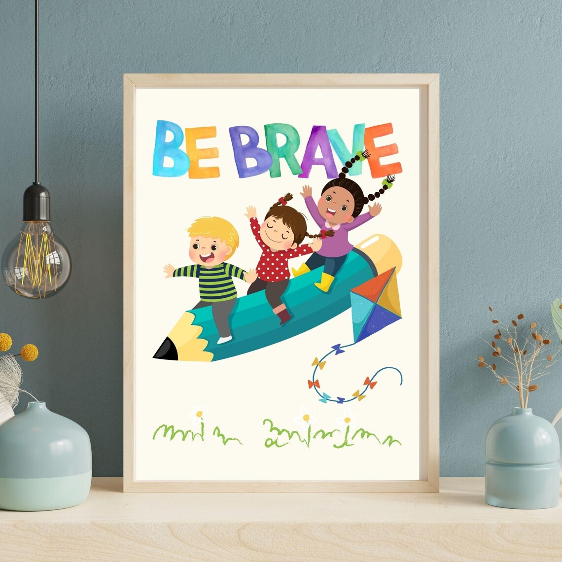 Be Brave Whimsical Inspirational Kids Wall Art - Image 7