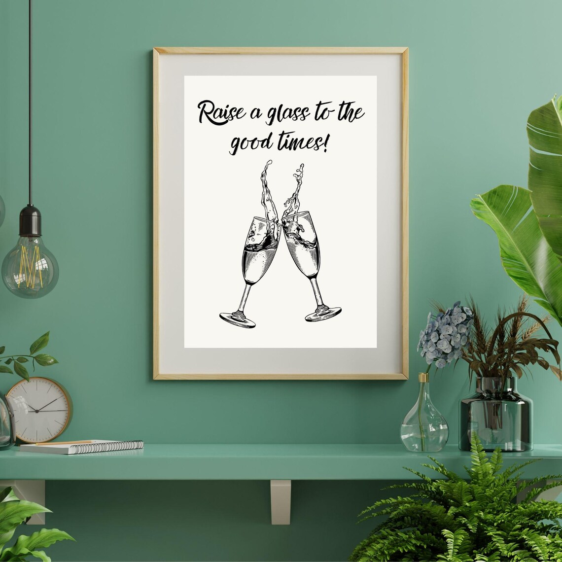 Raise A Glass To The Good Times Champagne Toast Minimalist Wall Poster - Image 3