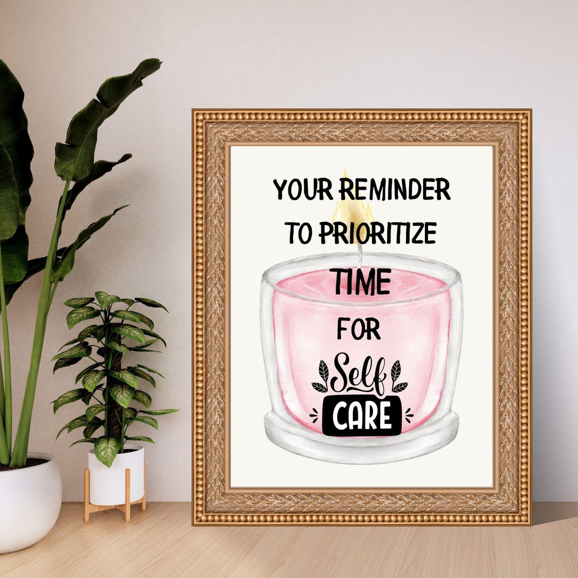 Prioritize Time For Self Care Pink Candle Reminder Motivational Poster