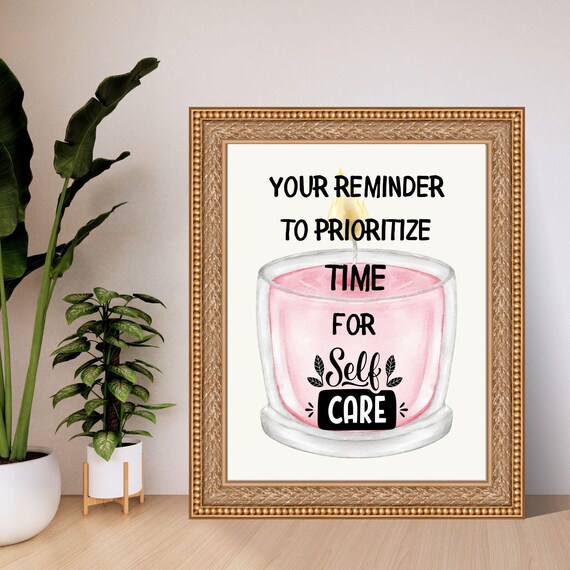 Prioritize Time For Self Care Pink Candle Reminder Motivational Poster