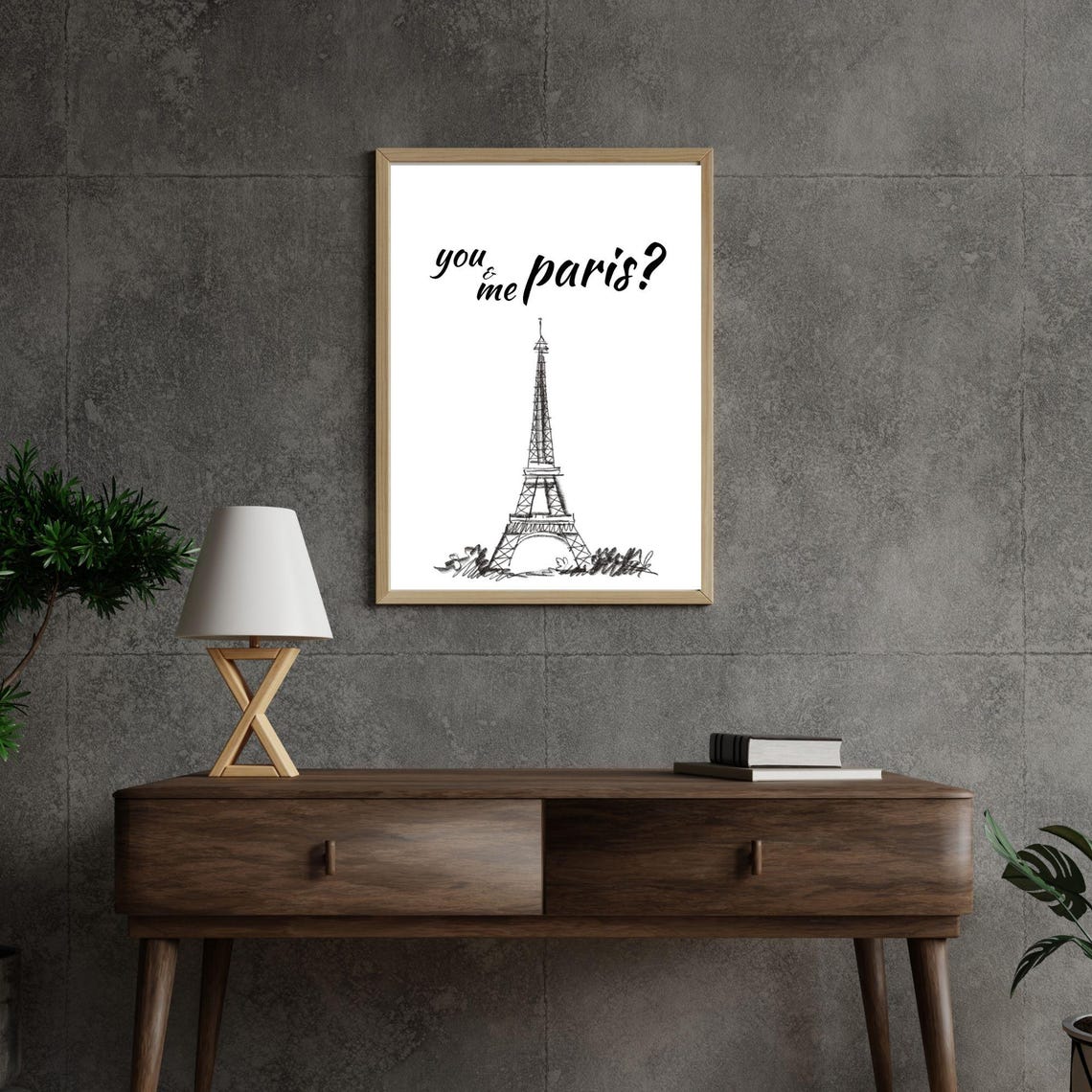 You And Me Paris Eiffel Tower Sketch Romantic Travel Wall Art Poster - Image 6