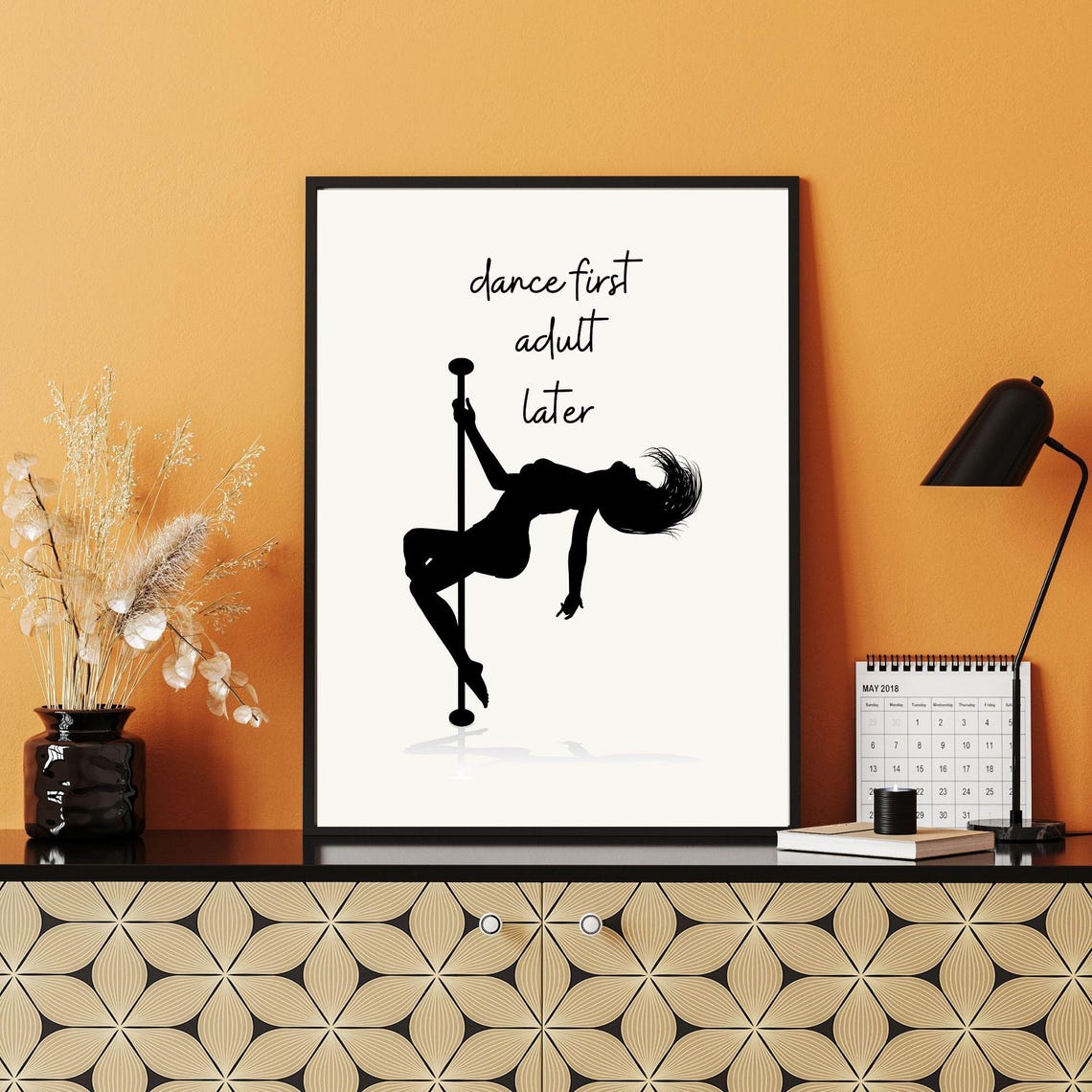 Dance First Adult Later Pole Dancer Silhouette Funny Quote Wall Poster - Image 4
