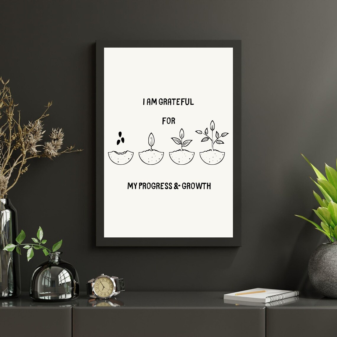 I Am Grateful For My Progress And Growth Seedling Stages Motivational Wall Art Poster - Image 5
