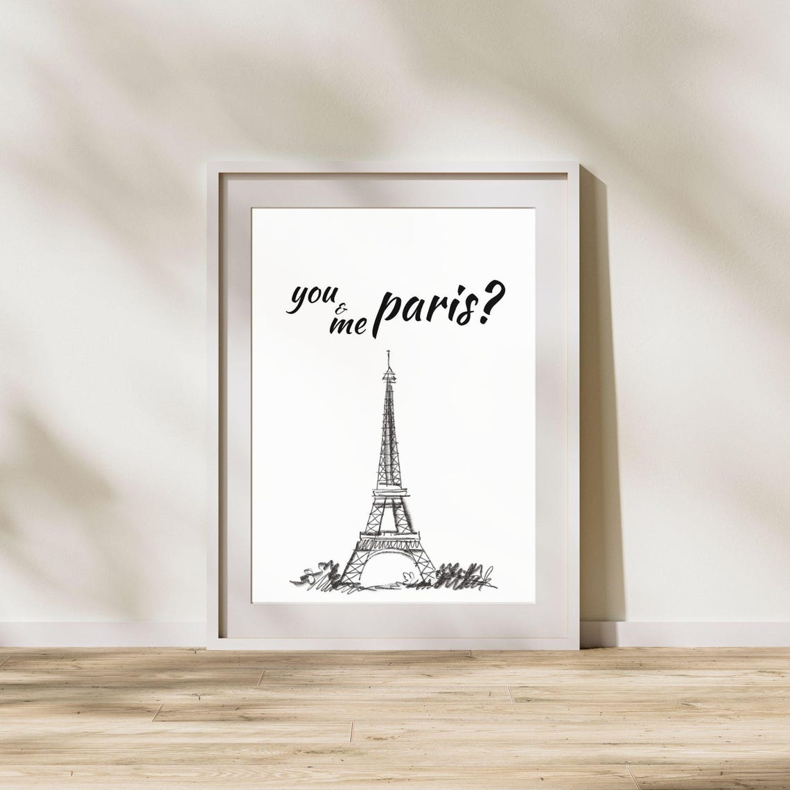 You And Me Paris Eiffel Tower Sketch Romantic Travel Wall Art Poster - Image 4