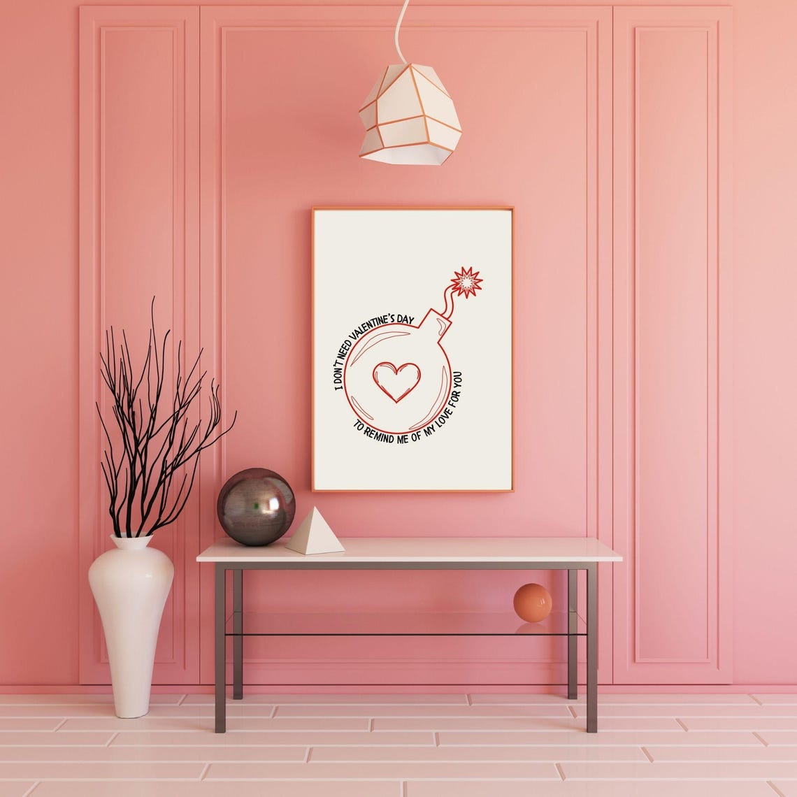 I Don't Need Valentine's Day Love Bomb Heart Minimalist Quote Poster - Image 2