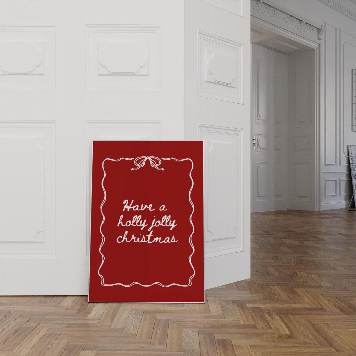 Merry Christmas Winter Quote Poster, Minimalist Red - Image 2