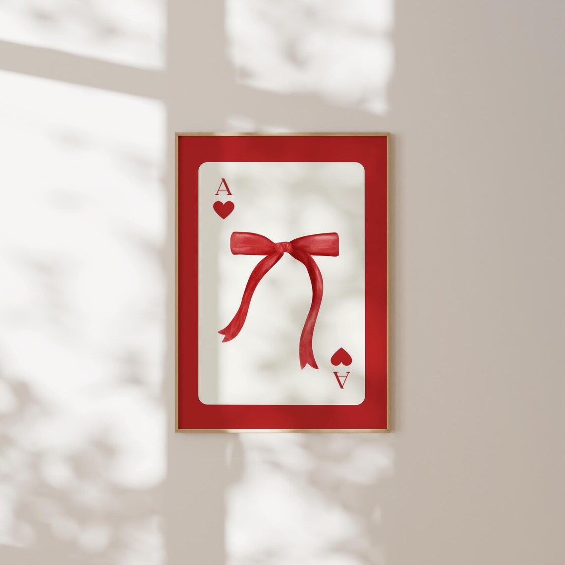 Ace of Hearts Red Bow Playing Card Coquette Valentines Style Poster - Image 2