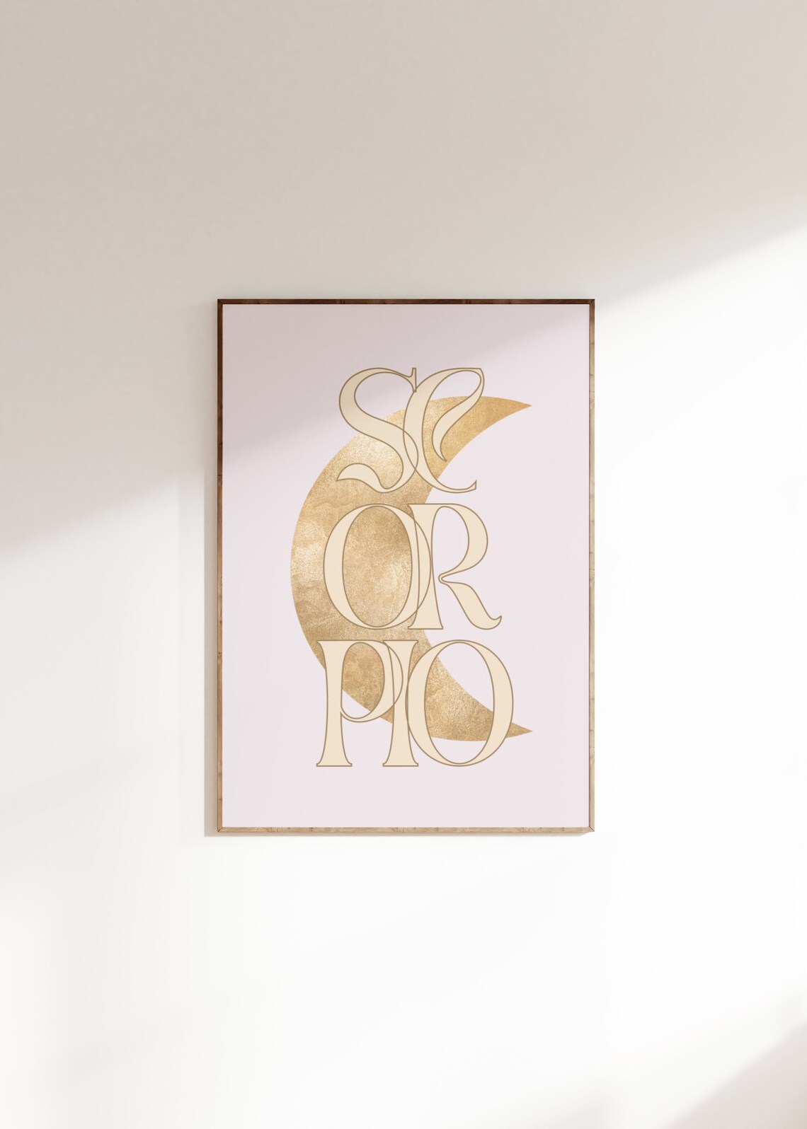 Scorpio Gold Crescent Moon Art Nouveau Blush Pink Zodiac Typography Poster - Image 5
