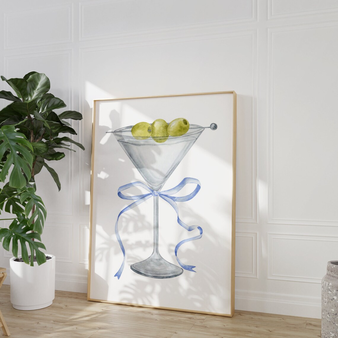 Coquette Martini Cocktail Bow Watercolor Art Print - Image 3