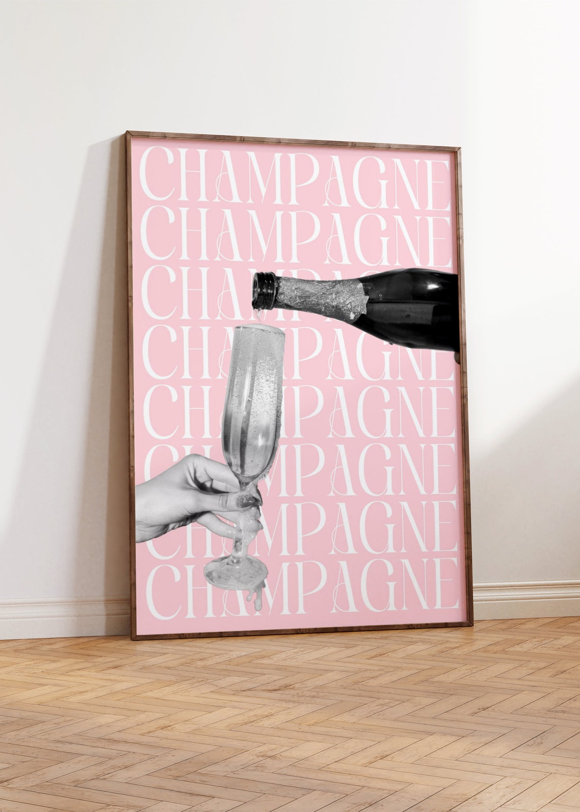 Pink Champagne Typography Quote Chic Girly Bar Cart Wall Art - Image 3