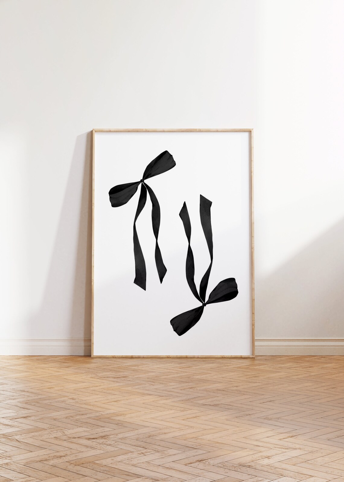 Black Bow Watercolor Print, Preppy Minimalist Poster - Image 2