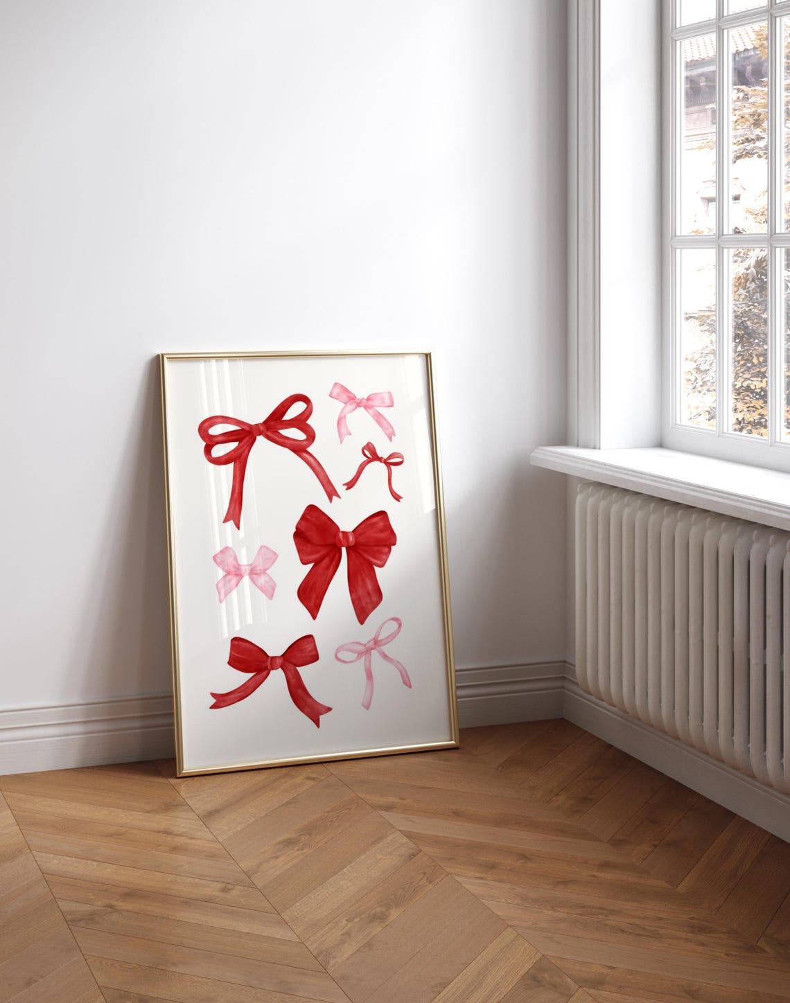 Red and Pink Watercolor Bow Collage Cute Coquette Girly Wall Art - Image 3