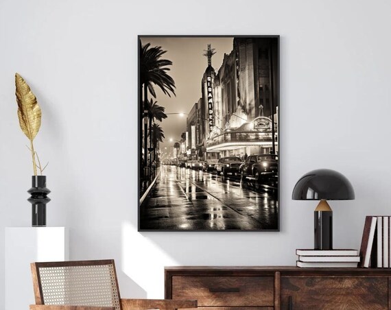 Old Hollywood Boulevard Night Theater Marquee Sepia Photography Poster