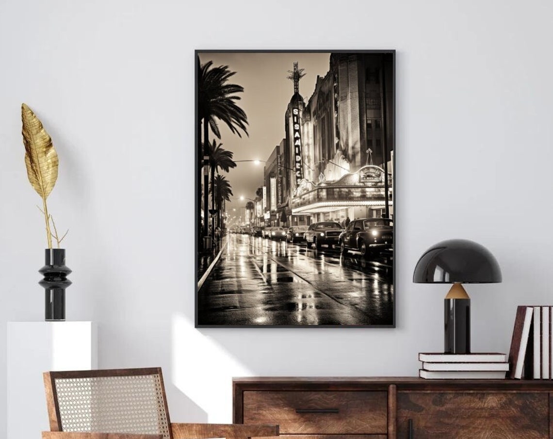 Old Hollywood Vintage Photography Hollywood Boulevard Retro Movie Poster Black And White Photography Art Portrait Street