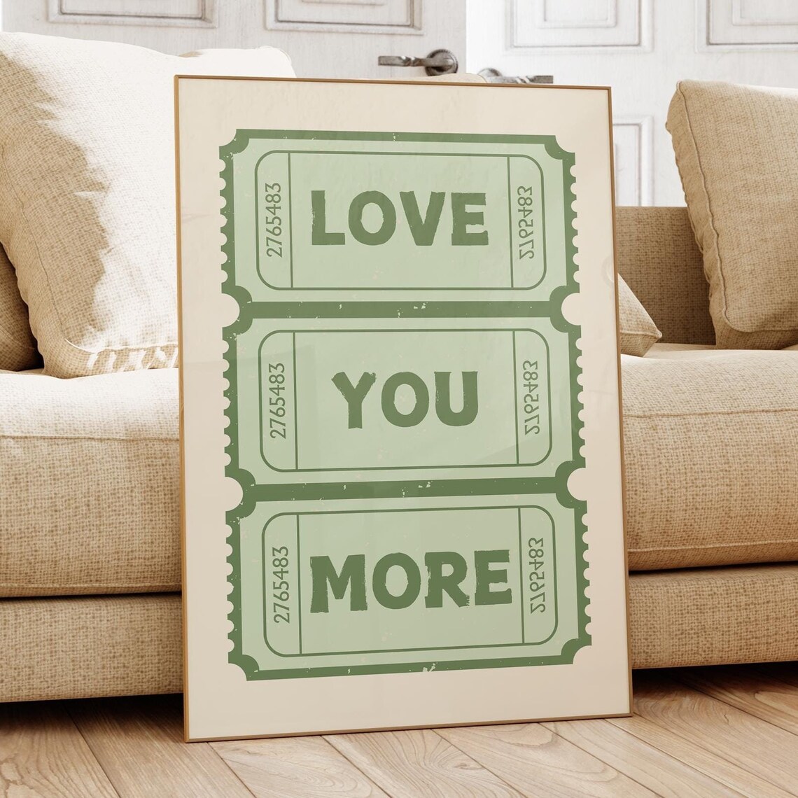Love You More Retro Ticket Art Print, Valentine Gift