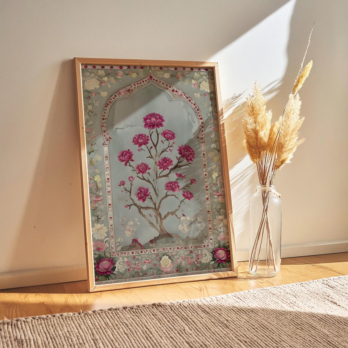 Mughal Floral Arch Print, Jaipur Palace Fresco
