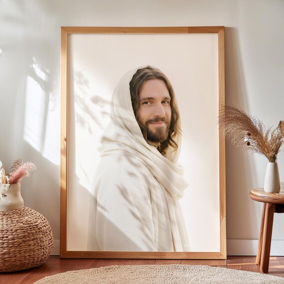 Resurrected Jesus Peaceful Christ Portrait, Art Print