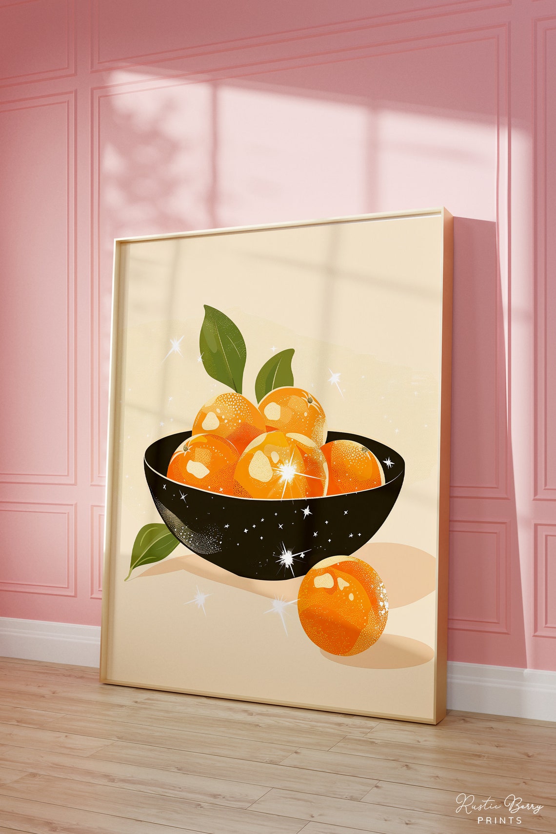 Black Bowl Of Oranges Citrus Still Life Modern Kitchen Wall Art Poster
