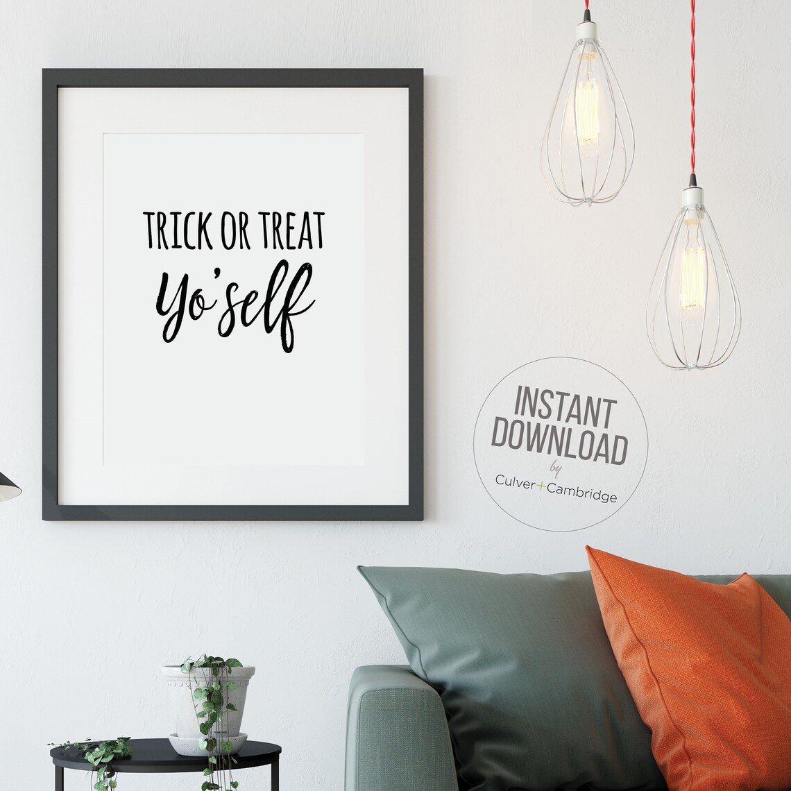 Trick or Treat Yoself Funny Halloween Quote Minimalist Black Poster - Image 4