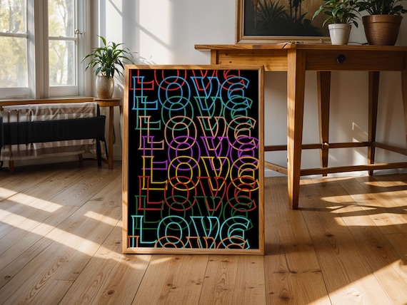 Love Rainbow Poster, Heart Living Room Decor
