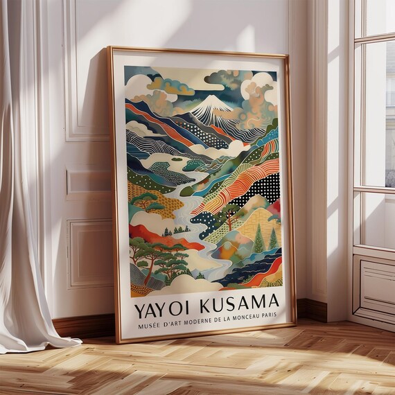 Yayoi Kusama Mount Fuji Print Japanese Mountain Landscape Poster Colourful Modern Art For Living Room Bedroom Or Office