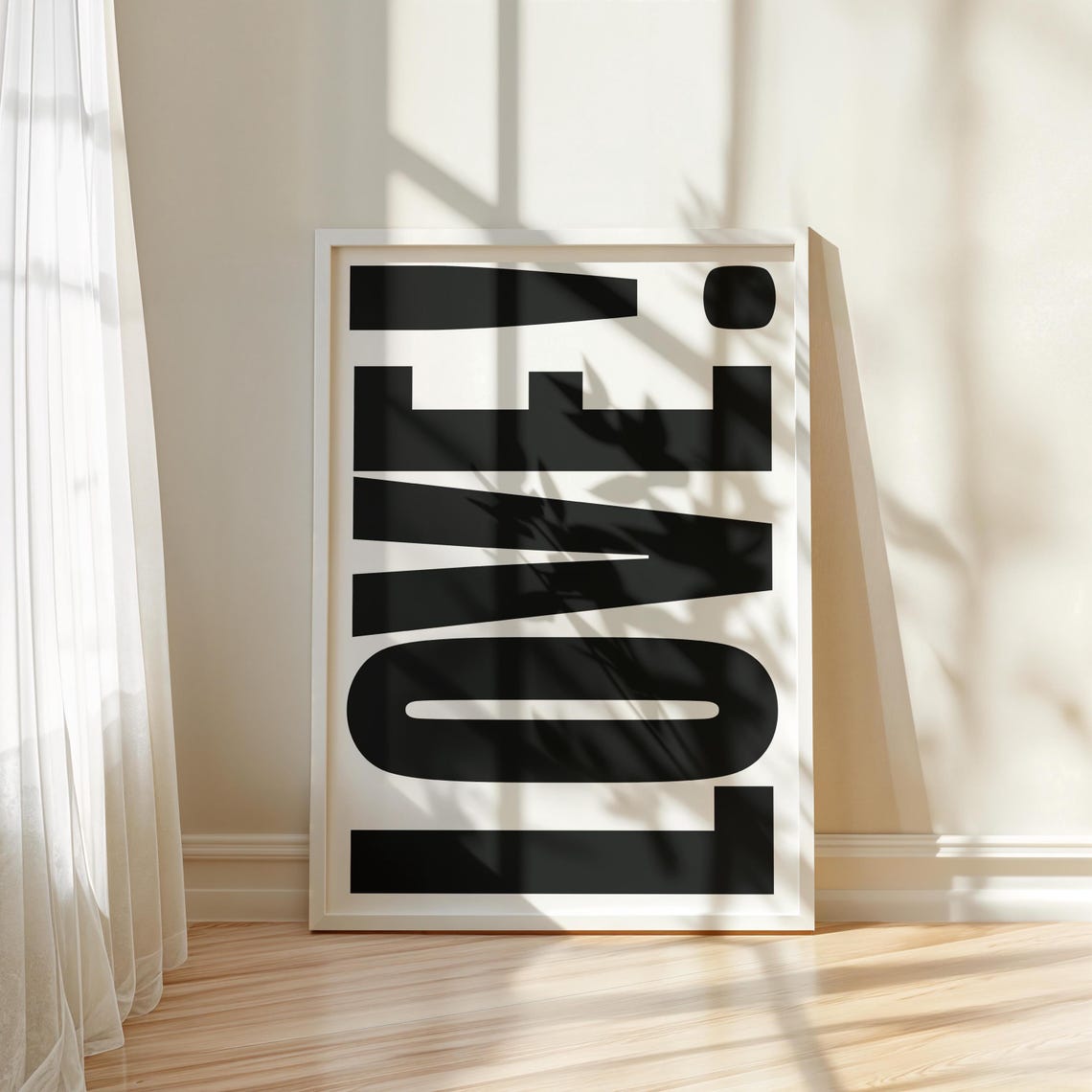 Love Bold Typography Poster White Minimalist Romantic Word Wall Decor