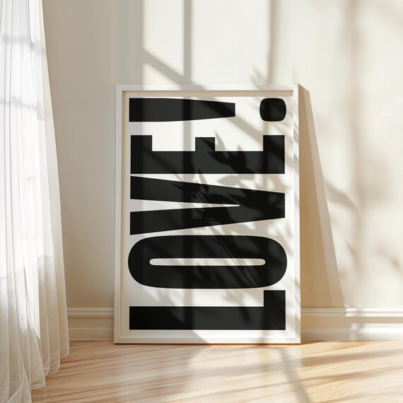 Love Typography Poster Modern Wall Art For Bedroom Living Room Minimalist Black And White Home Decor