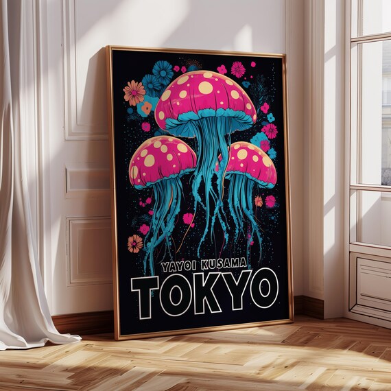 Yayoi Kusama Jellyfish Poster Colorful Wall Art Japanese Wall Art Jellyfish Print For Trendy Entry Way Apartment Decor Extra Large Wall Art