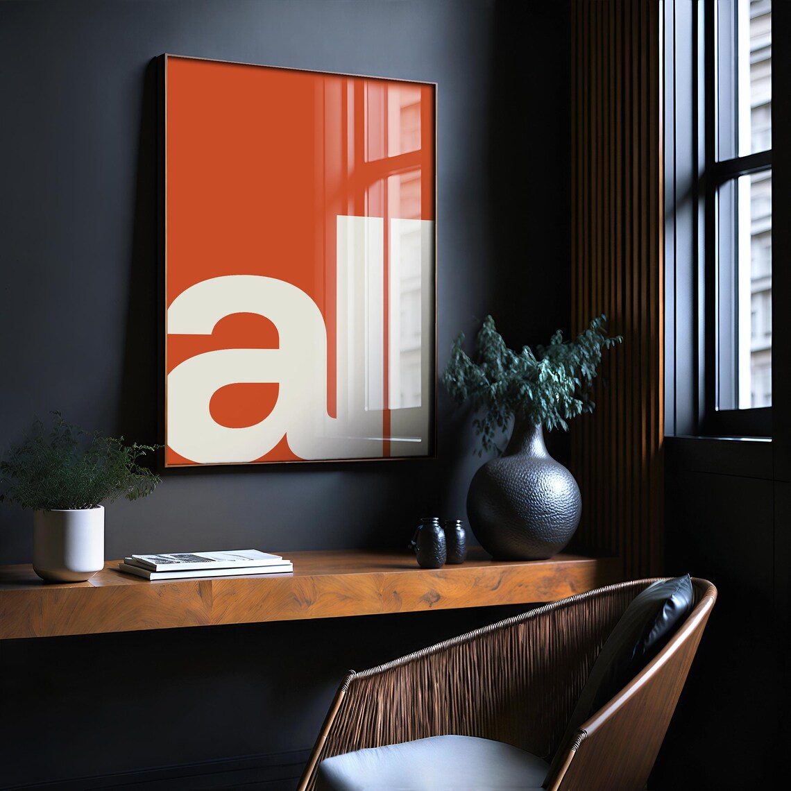 Burnt Orange All Typography Minimalist Modern Office Wall Art - Image 3