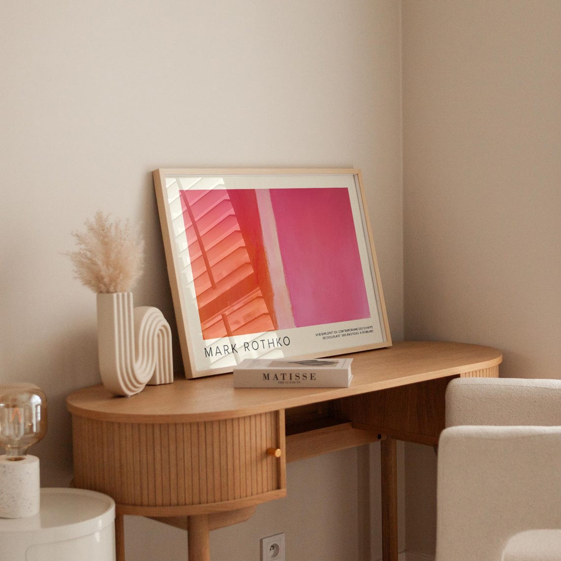 Pink And Orange Rothko Inspired Wall Art Abstract Minimalist Poster Bold Colour Block Art For Modern Interiors - Image 2