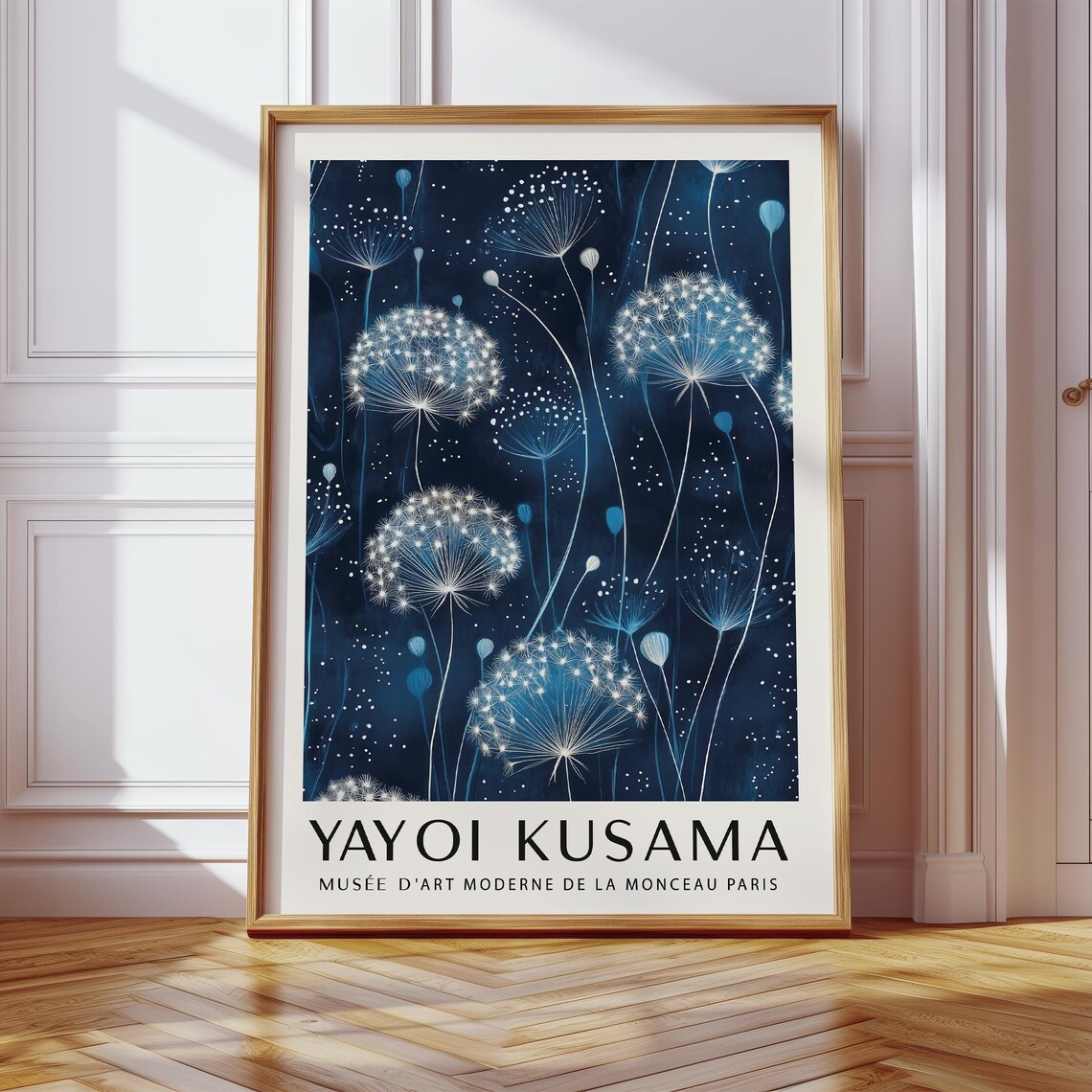 Yayoi Kusama Dandelion Starry Midnight Blue Night Vertical Poster - Image 4