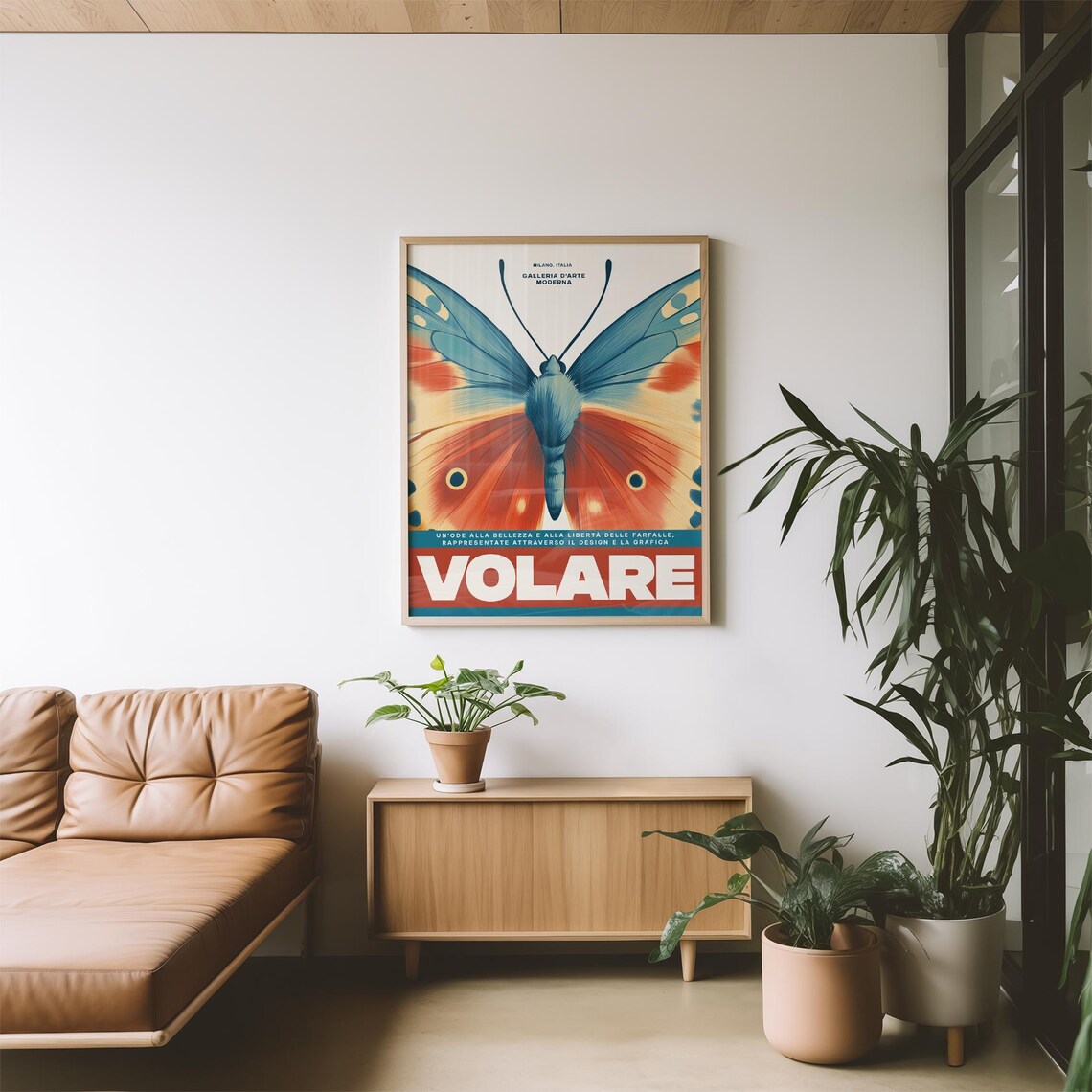 Volare Butterfly Italian Exhibition Retro Style Art Print Milano - Image 3