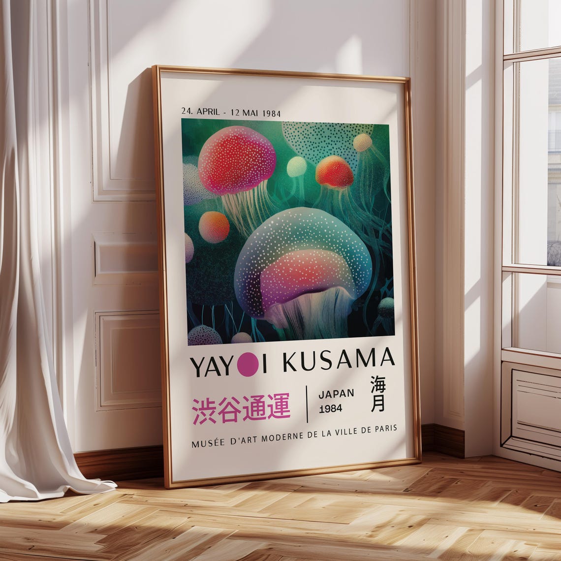 Yayoi Kusama Jellyfish 1984 Paris Exhibition Dotted Ocean Art Poster