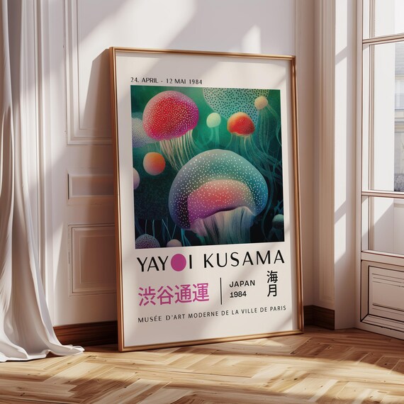 Yayoi Kusama Jellyfish Poster Unique Wall Art Japanese Art Prints Colorful Modern Art Print For Home Decor For Living Rooms Wall Poster Art