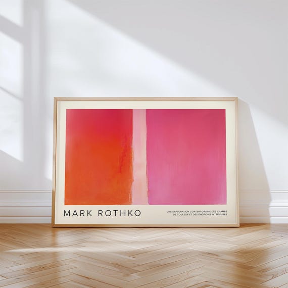 Pink And Orange Rothko Inspired Wall Art Abstract Minimalist Poster Bold Colour Block Art For Modern Interiors