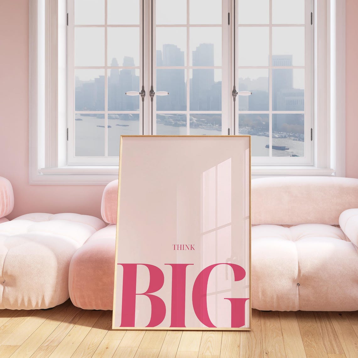 Think Big Minimal Pink Serif Letters Oversized Typography Quote Poster - Image 4