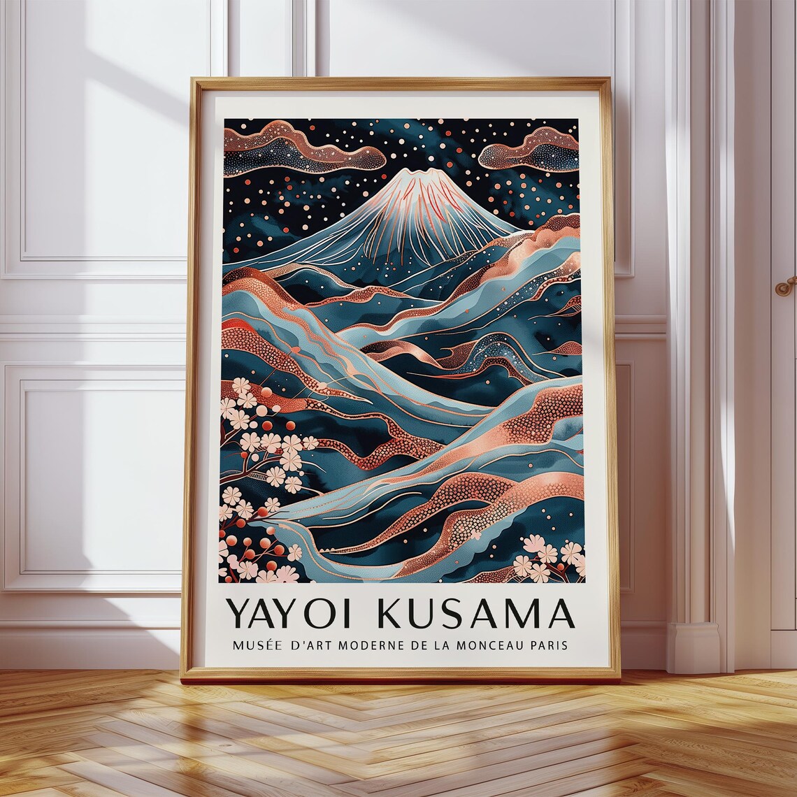 Yayoi Kusama Mount Fuji Night Waves Copper Blossom Scenic Poster - Image 4