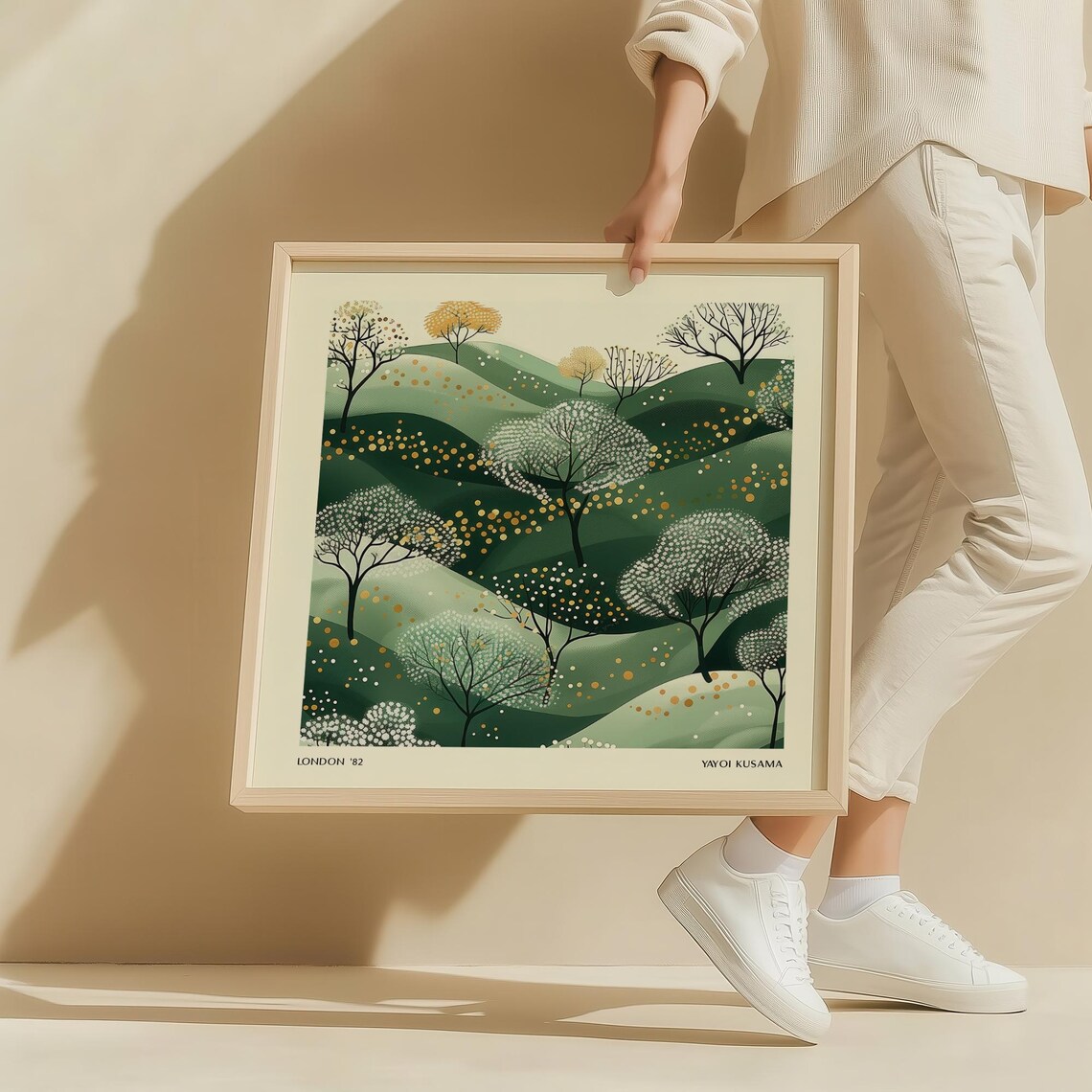 Abstract Green Hills Landscape, Minimalist Nature Art Print