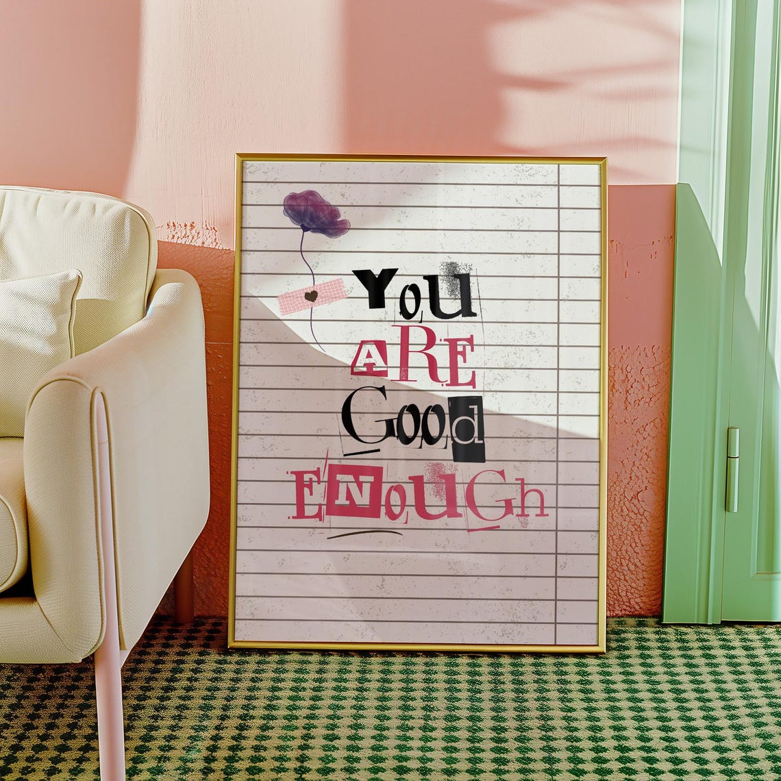 Inspirational Quote You Are Good Enough Wall Art Print Typography Positive Affirmation Decor For Girls Bedroom Office Teen Health Poster - Image 4