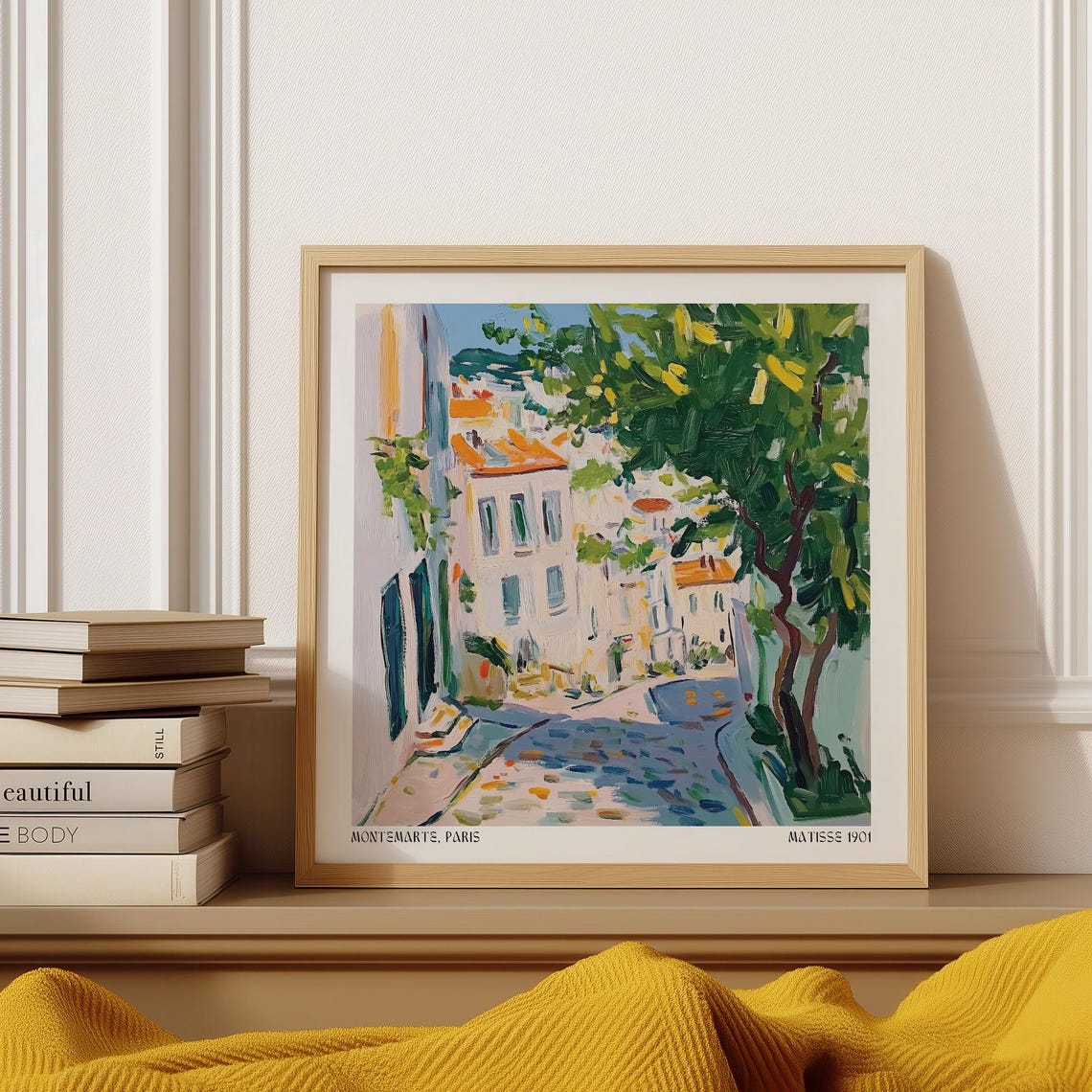 French Artwork Prints Montmartre Paris Street Scene With Colorful Buildings And Trees Matisse Inspired Wall Art
